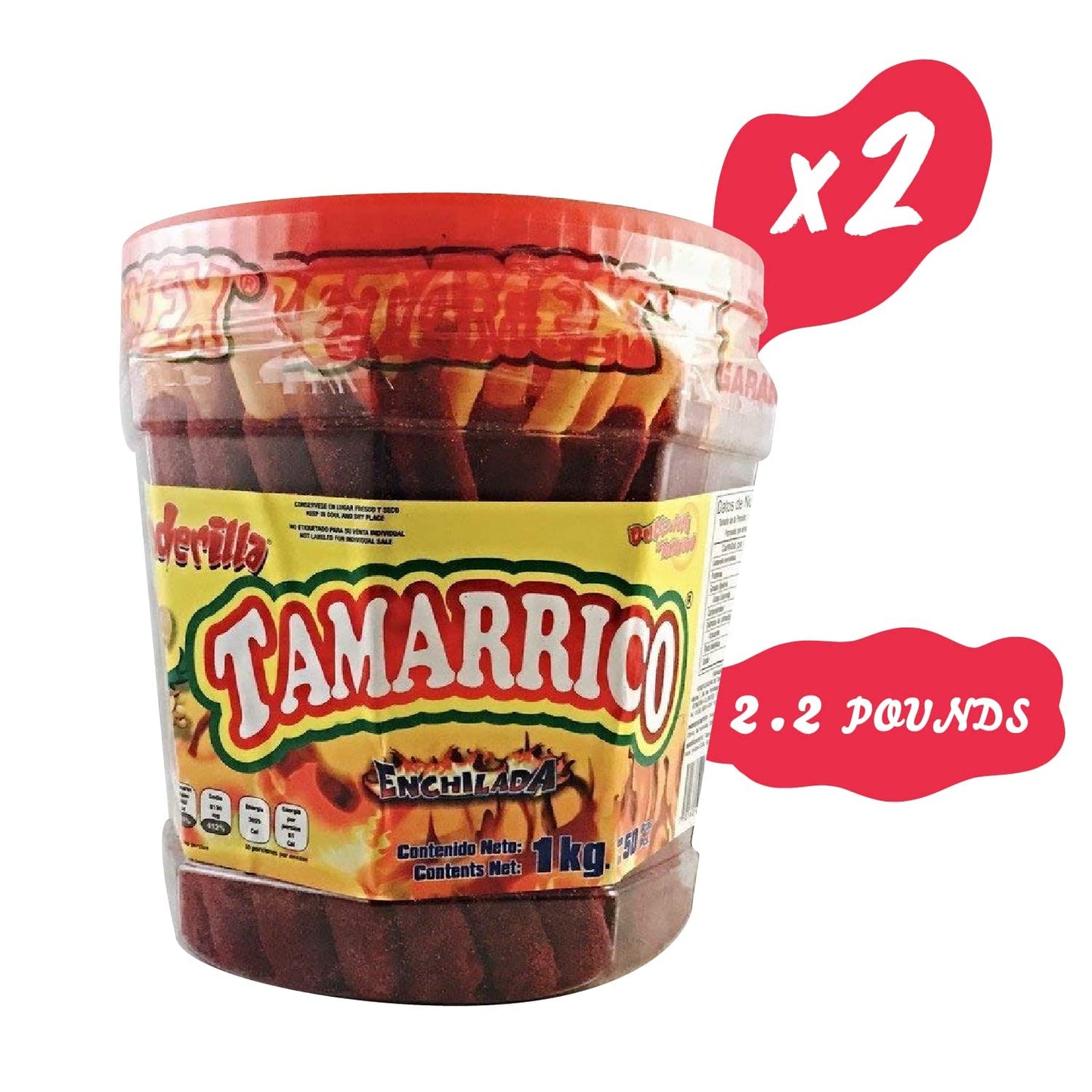 2 Pack BETAMEX Tamarrico Candy Tamarind Flavor Sticks 50 Pcs 1kg/2.2pounds – Mexican Candy – Chili and Tamarind – Spicy Flavor