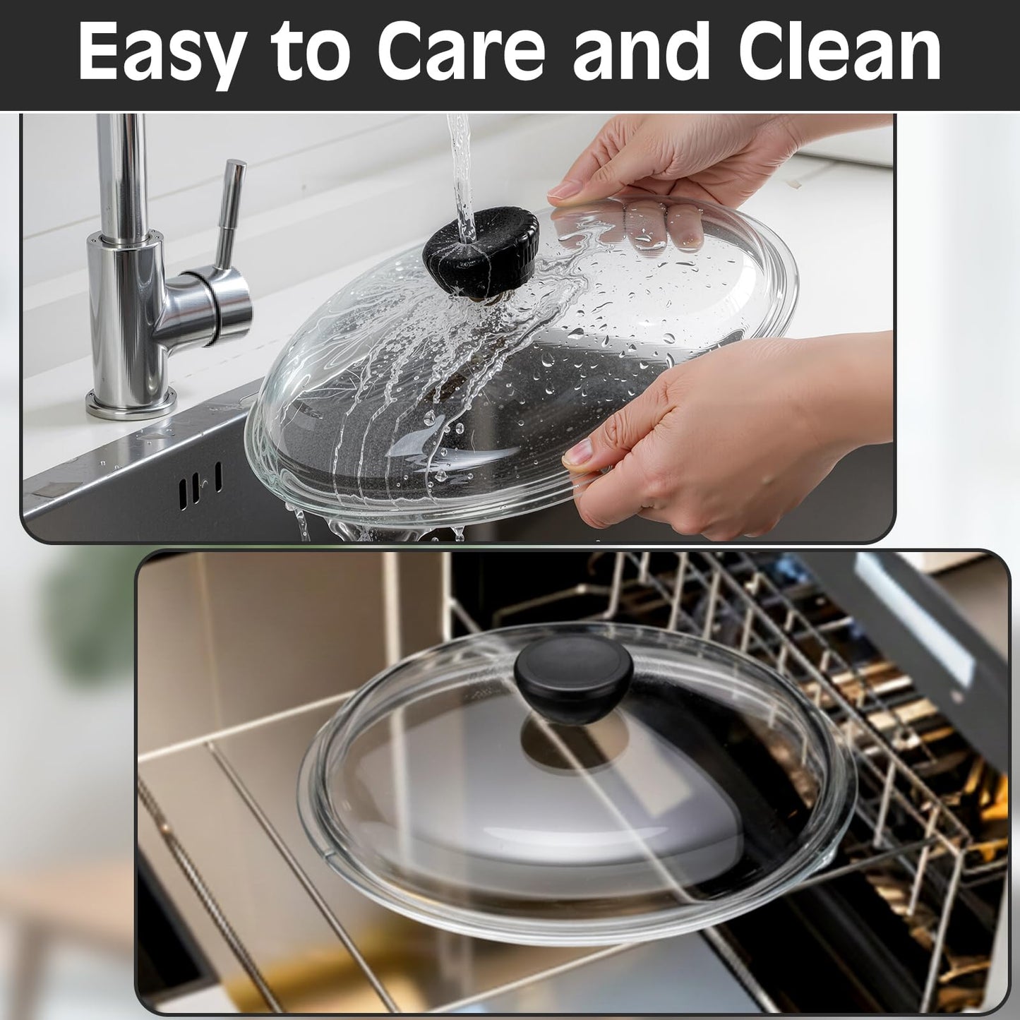 LemonRoad 3 Pack 10" Glass Microwave Splatter Cover for Food, Glass Cookware & Bakeware Cover Microwave Food Splatter Lid with Grip Handle, Dishwasher Safe