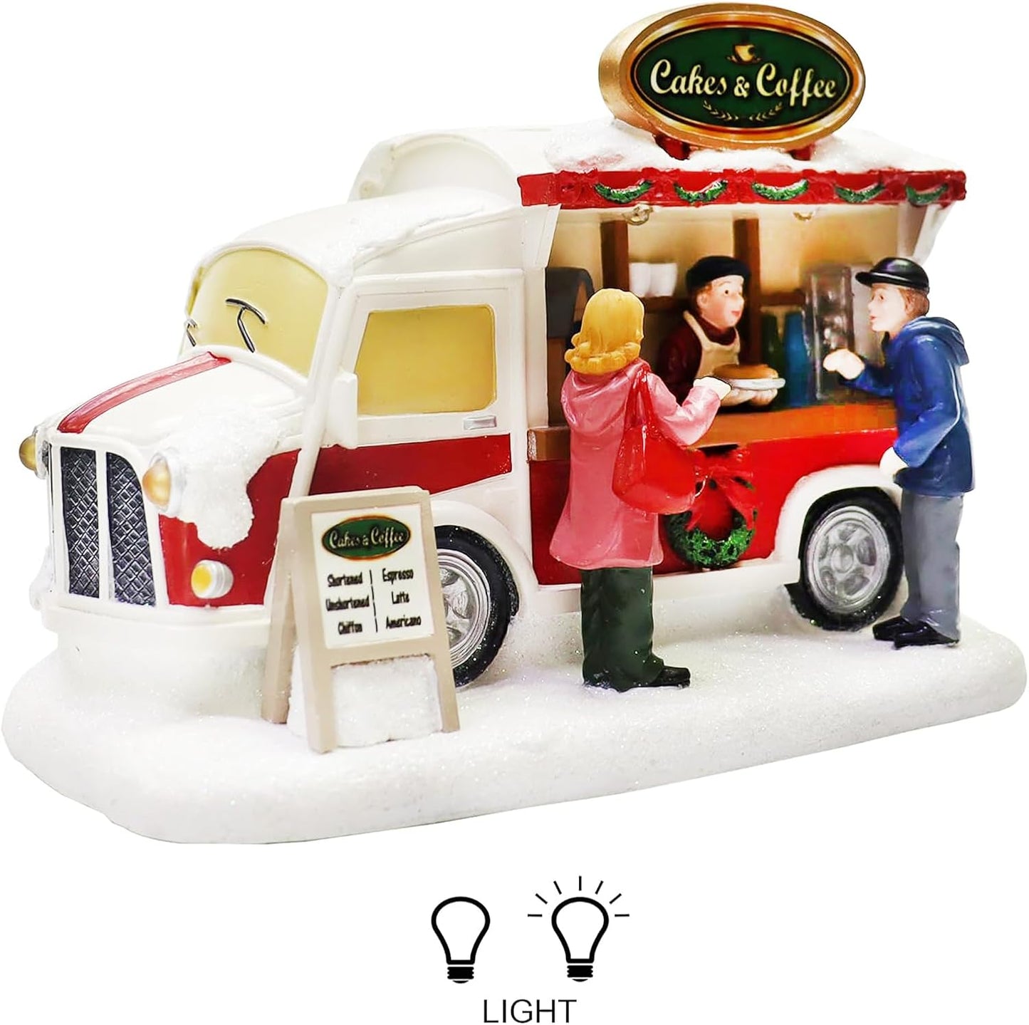 Moments In Time Christmas Village Food Truck | Lighted LED Holiday Décor - Hand-Painted Collectible Display
