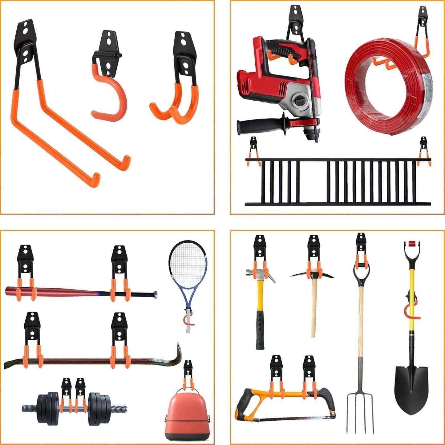 **Skiennix Heavy-Duty Garage Hooks - 24 Pack Steel Wall Mount Hangers for Bikes, Tools & Ladders**