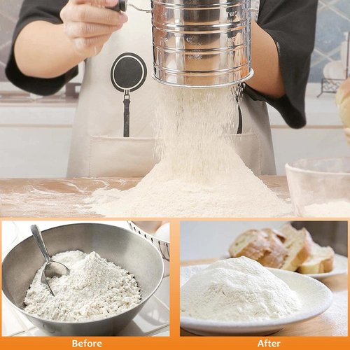 HULISEN 3-Cup Flour Sifter for Baking, Stainless Steel Rotary Hand Crank Sifter, Powdered Sugar & Cocoa Shaker