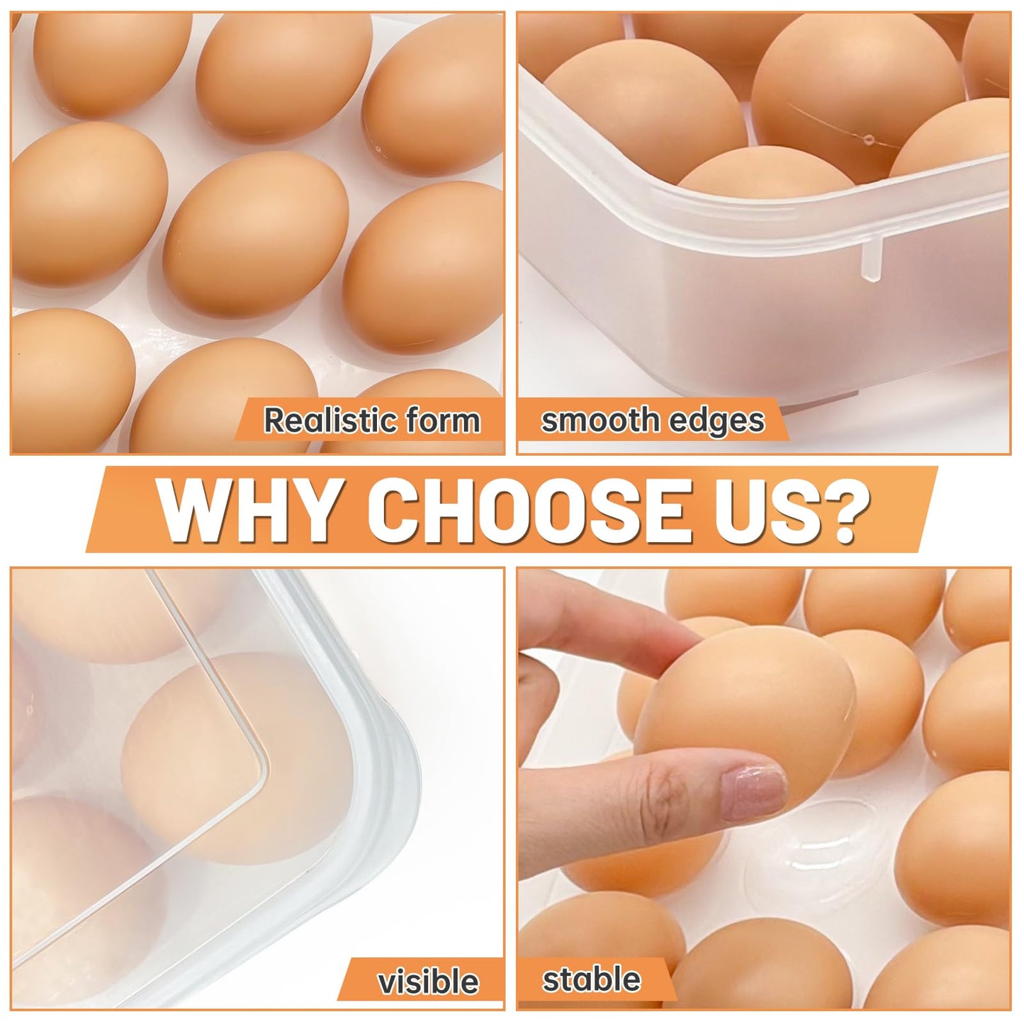 Whkvnng 2 Pack Deviled Egg Trays,Stackable Plastic Egg Holder for 48 Eggs,Clear Egg Storage Containers for Fridge,Keep Fresh,Easter,Thanksgiving Day Party Kitchen Supplies