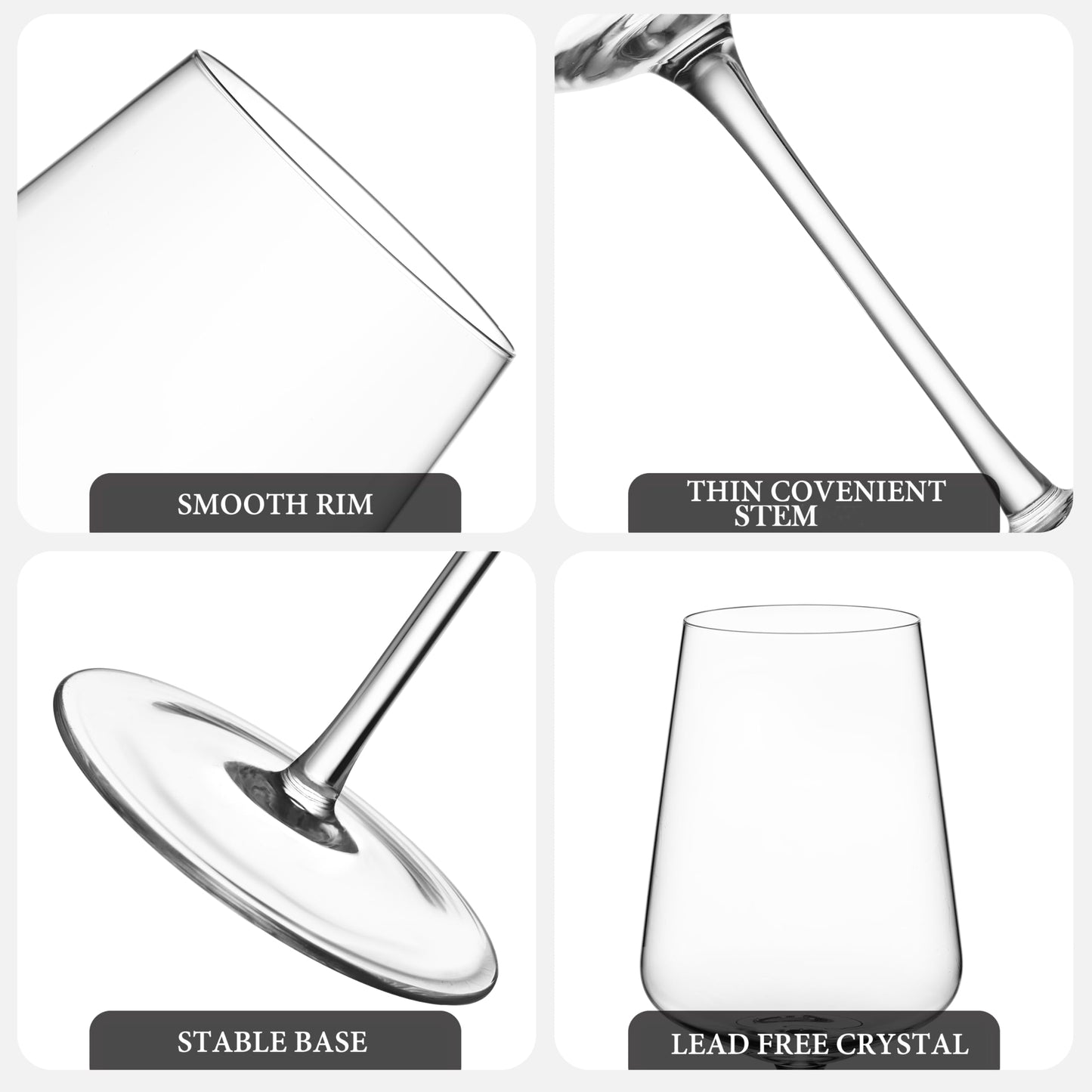 CnSneg Wine Glasses Set of 2, Premium Crystal Wine Glasses 13.5OZ for Red and White, Hand Blown Wine Glass with Long Stem, Thin Rim, Unique Wedding Gift