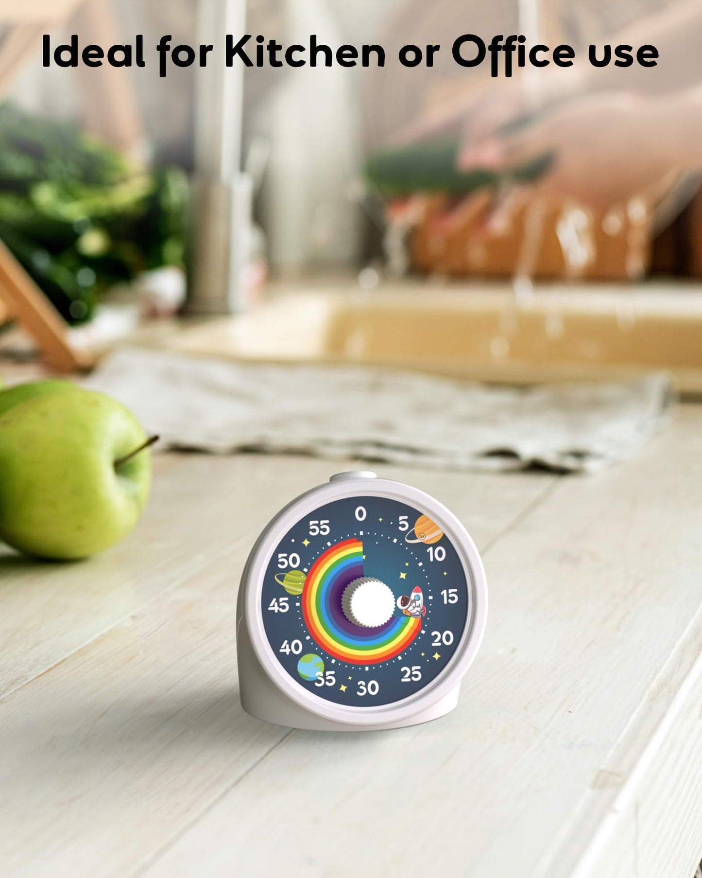 BellMan Visual Timer with Pause Button, 60 Minute Countdown Rainbow Timer for Kids and Adults with Silent Operation, Study and Meetings Time Management Tool, Design for Home, Office and Gift, White