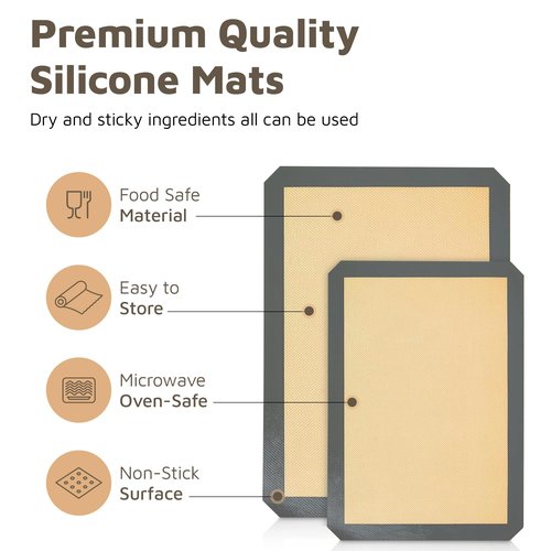 4 Pack Silicone Baking Mat Nonstick 2 Half and 2 Quarter Size - 1/4 Silicone Cookie Sheets for Baking Macaron Cookie Set of 2-2 Pack Thick Heavy Duty Reusable Mats Half Sheet for Kitchen Counter