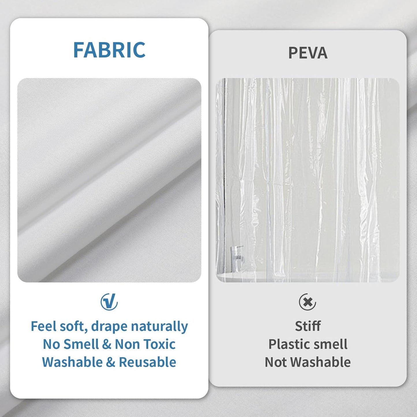Regine Switzerland Water-Repellent Shower Curtain Liner - Hotel Quality, Machine Washable, 72x72in White