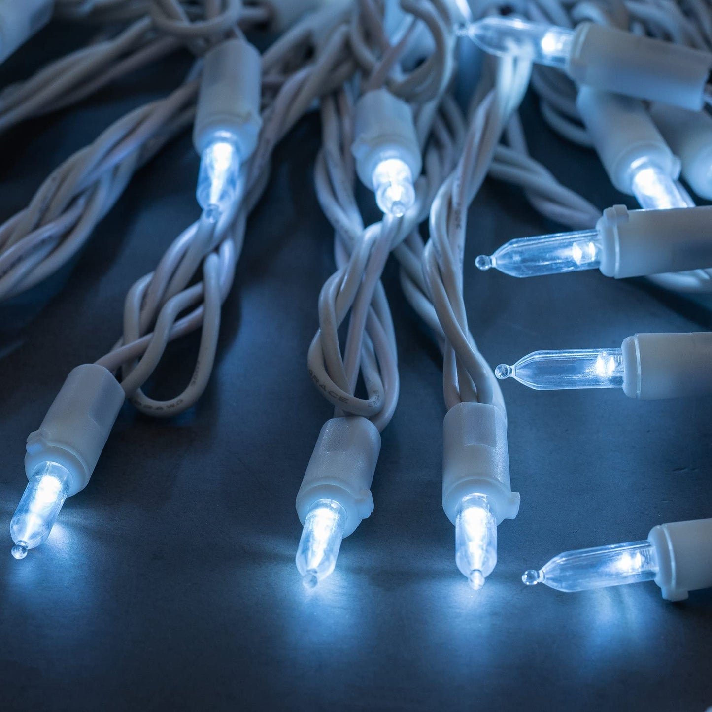 YULETIME Cool White LED Christmas Lights with White Wire, 33 ft 100 Count UL Certified Commercial Grade Holiday String Light Set (Cool White - White Wire)