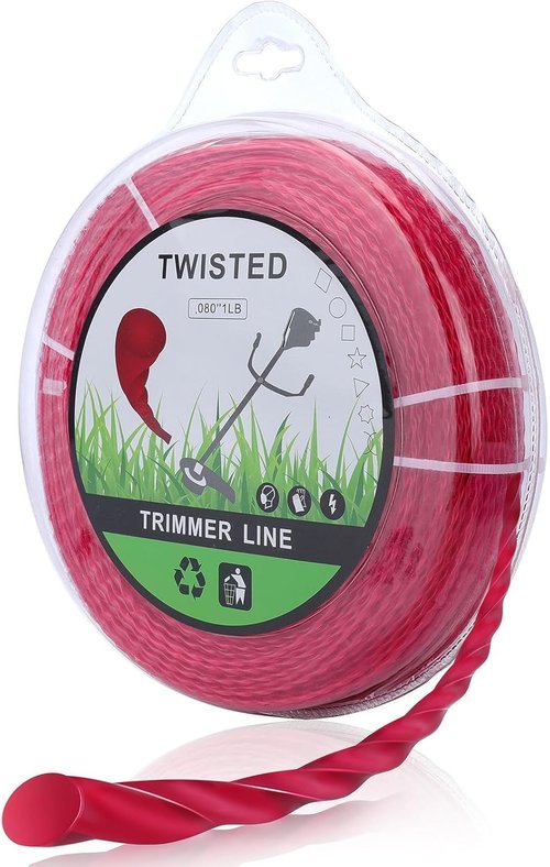 Hipa Heavy Duty .080” Trimmer Line - 472-Foot Commercial Round Twist String | Red 2.0 mm