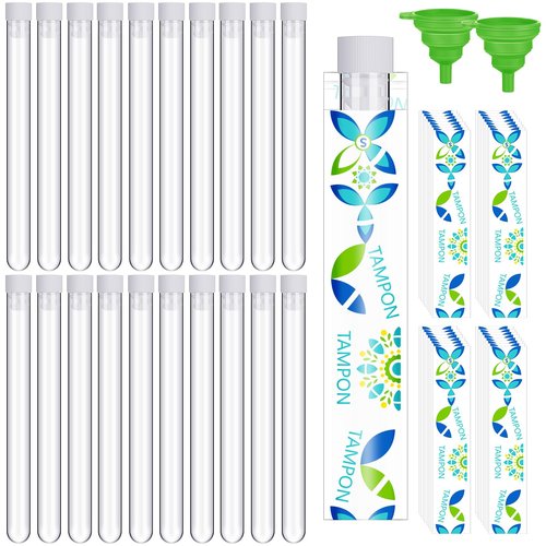 Baderke 62 Pcs Plastic Tube Set Include Includes 20 Tubes for Women 40 Reusable Wrappers 2 Silicone, Tube for Women