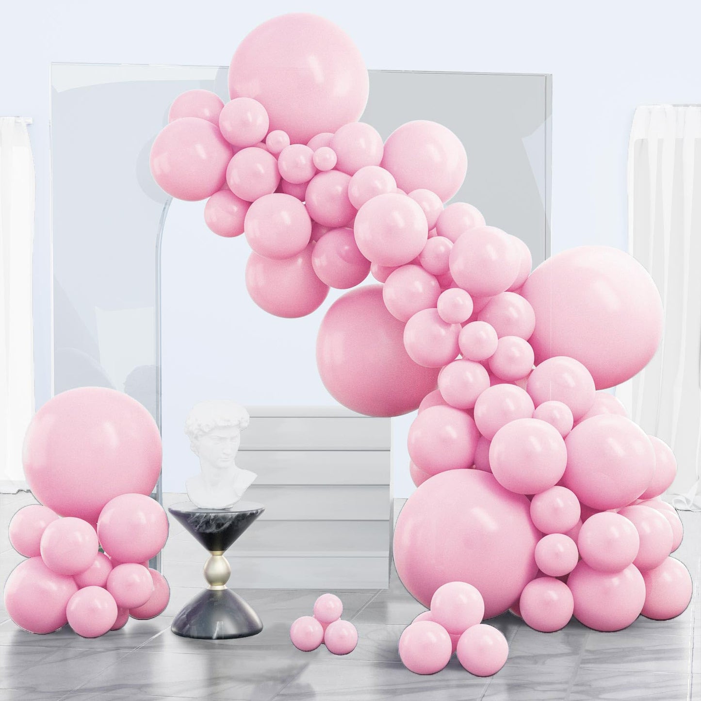 PartyWoo Light Pink Balloons 140pcs Different Sizes of 18 12 10 5 Inch Pastel Pale Baby Pink Balloon Arch Kit Garland for Baby Shower Bachelorette Bridal Shower Birthday Party Decorations Pink-Y48
