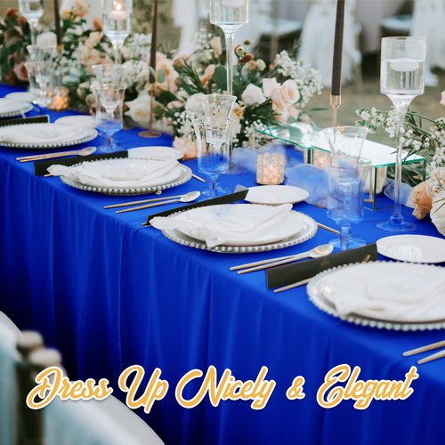 BRILLMAX 4 Pack Royal Blue Tablecloths 90 x 132 Inch for 6ft Rectangle Tables - 150 GSM Polyester Fabric, Floor Length Drop, Water, Stain & Wrinkle Resistant Cloth Cover for Wedding Reception Banquet