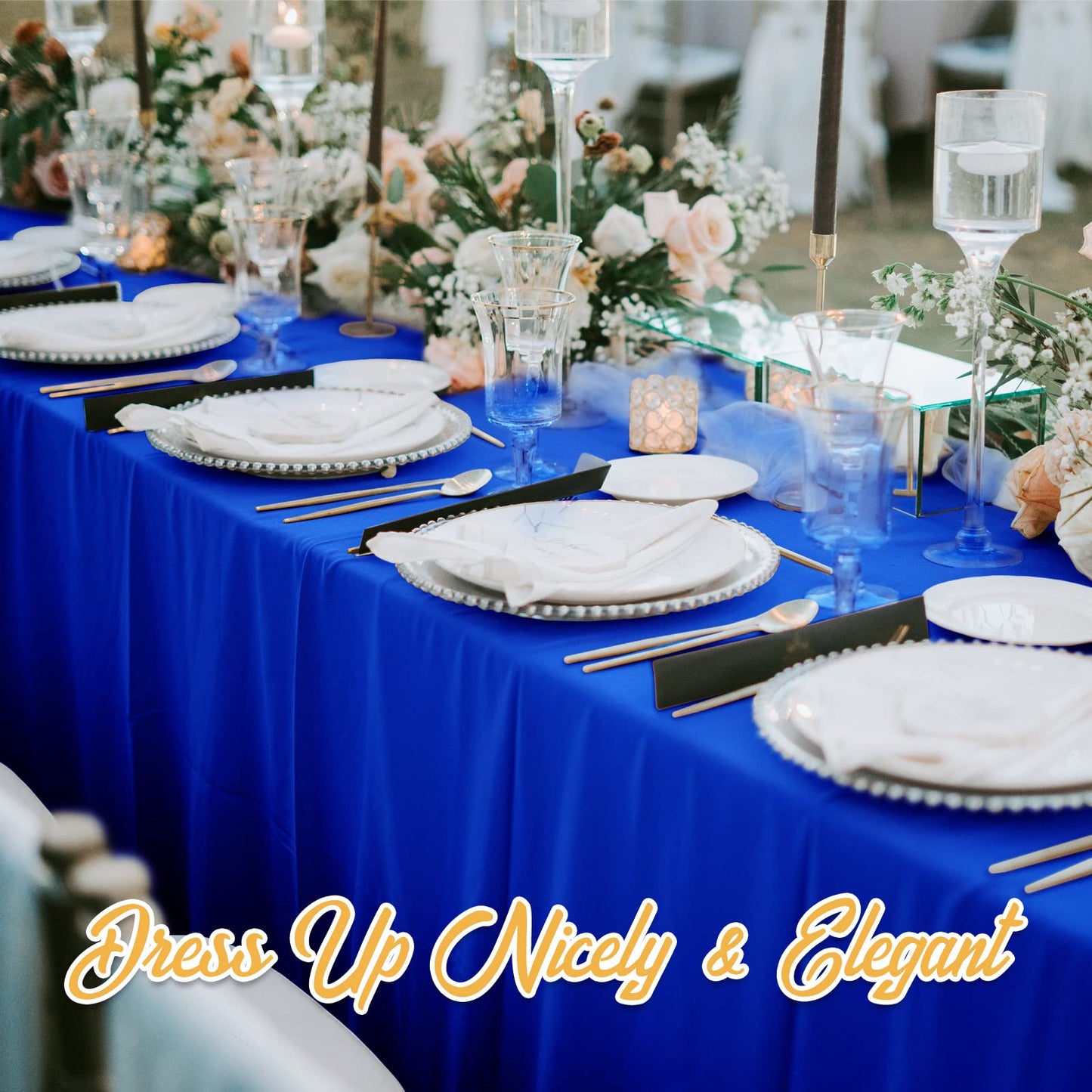 BRILLMAX 6 Pack Royal Blue Tablecloths 90 x 156 Inch for 8ft Rectangle Tables - 150 GSM Polyester Fabric, Floor Length Drop, Water, Stain & Wrinkle Resistant Cloth Cover for Wedding Reception Banquet