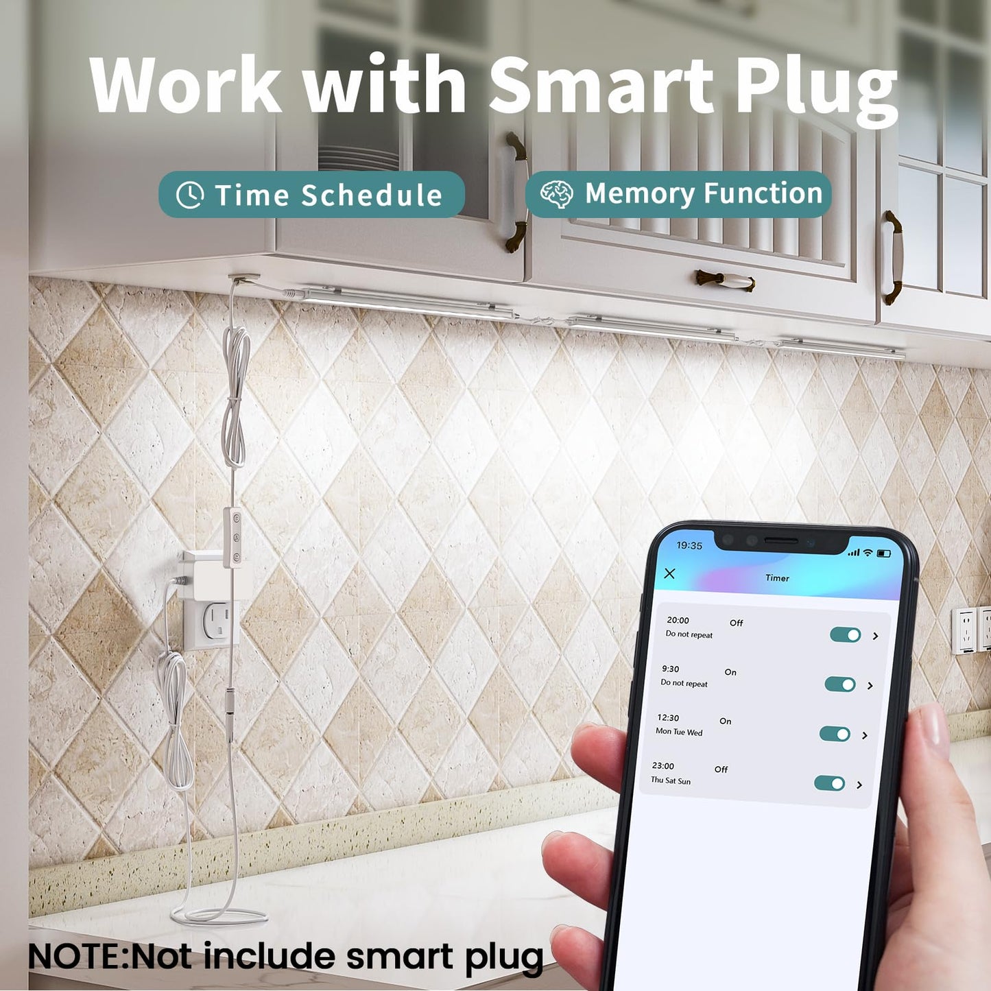 ASOKO Dimmable Under Cabinet Lighting for Kitchen - 6 Pcs 12 inches Linkable Counter Light Bars, Led Closet Light Daylight White 4500K,DC24V 1360Lumens,20W Led Shelf Lighting (ETL Plug)