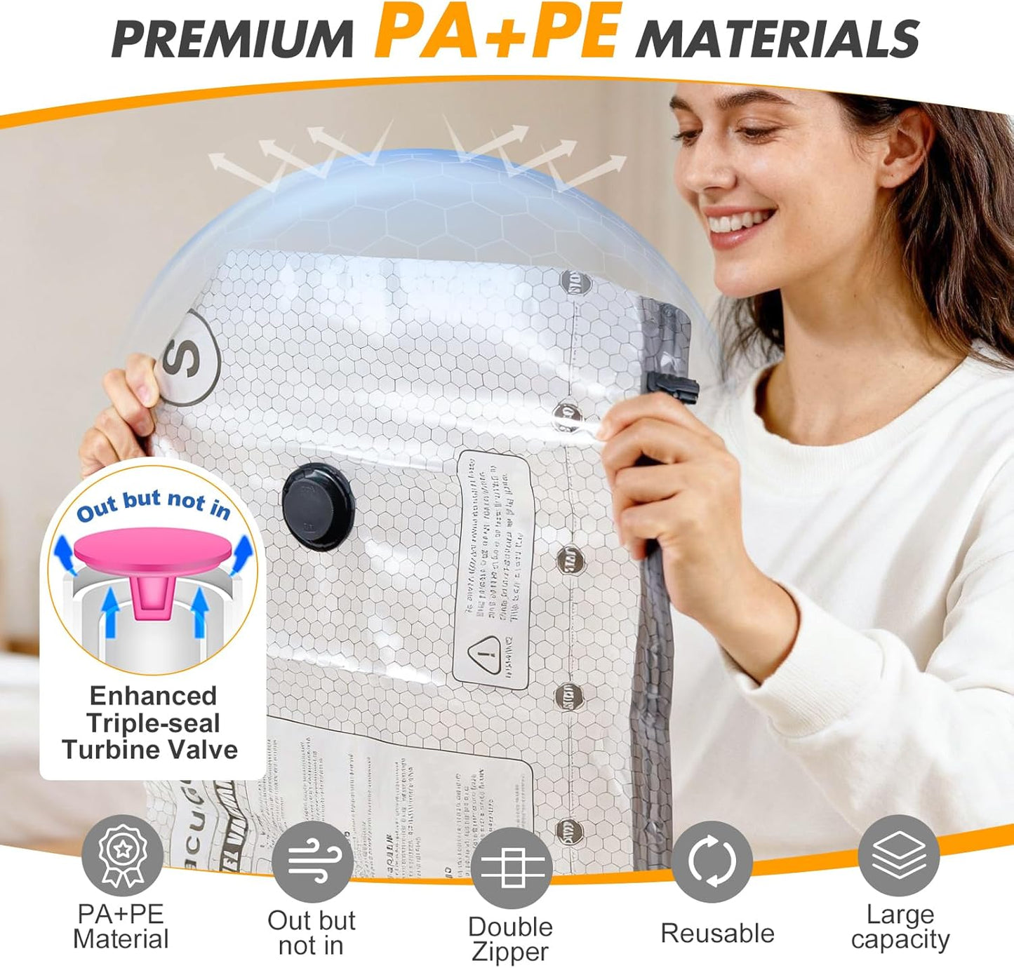 Travel Vacuum Storage Bags - Space-Saving Compression Bags with Electric Pump | 18-Pack for Clothes