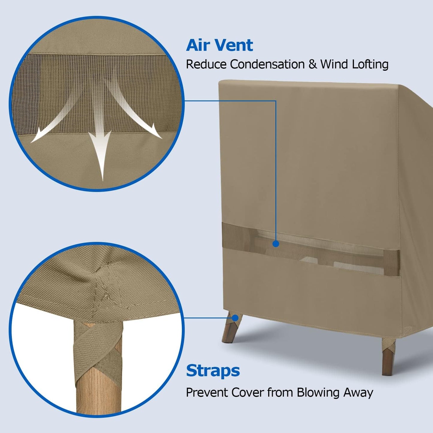 SunPatio Outdoor Chair Covers - Waterproof Heavy Duty Protection | 2 Pack, Fade & Rip Resistant, Taupe 33.5"W x 37"D x 36"H