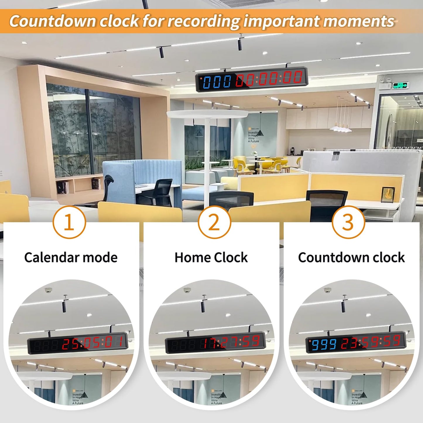 SMAHEAT LED Countdown Clock, 999 Days, 23 Hours, 59 Minutes, 59 Seconds, Event Countdown Clock/Factory Accepts Your Exclusive Customization (2.1 inches 3 Blue+6 red)