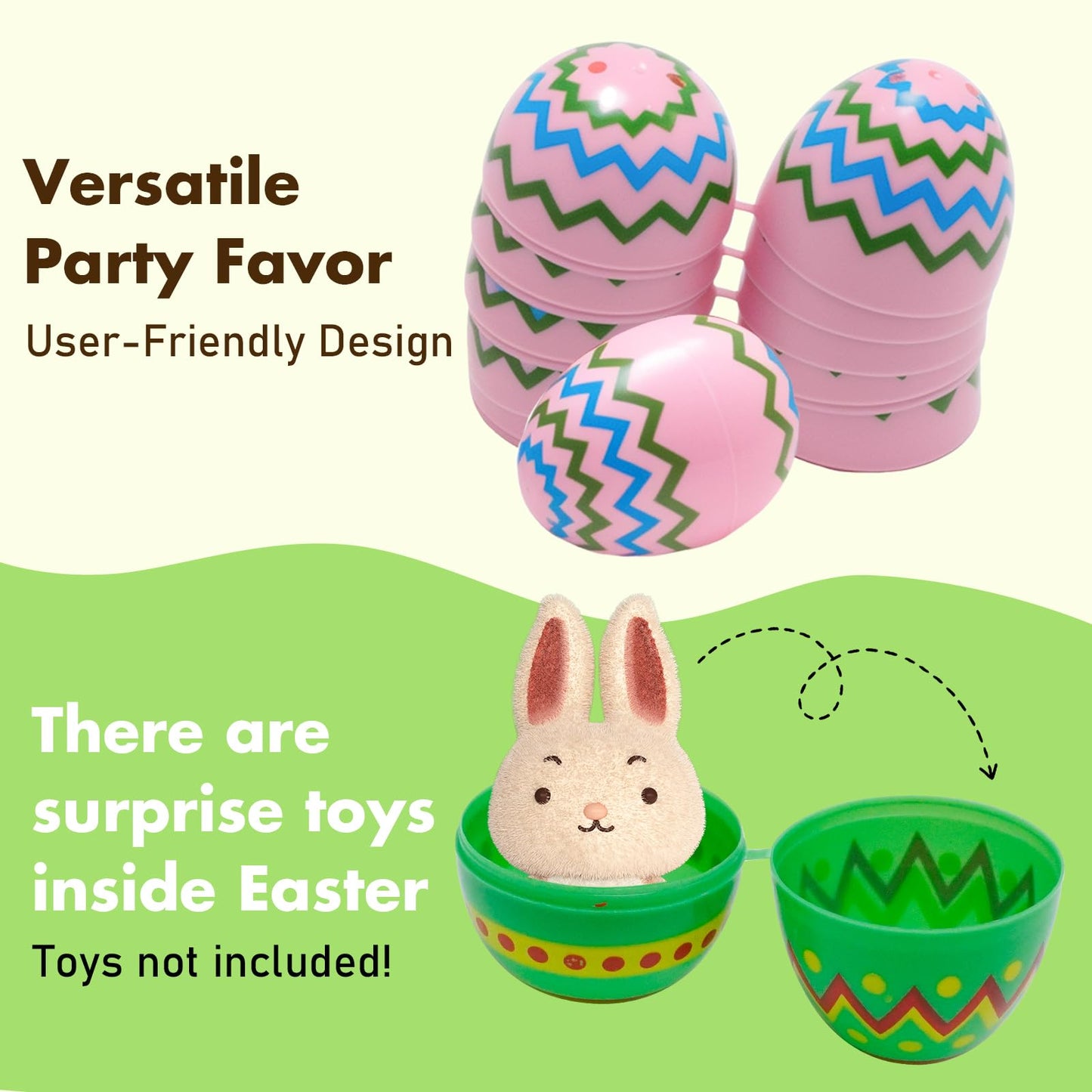 Newnessai 72 Pcs Plastic Printed Easter Eggs, 2.4inch Empty Fillable Colorful Plastic Eggs, for Party Favor, Suitable for Easter parties and egg hunts, Basket Stuffers Filler