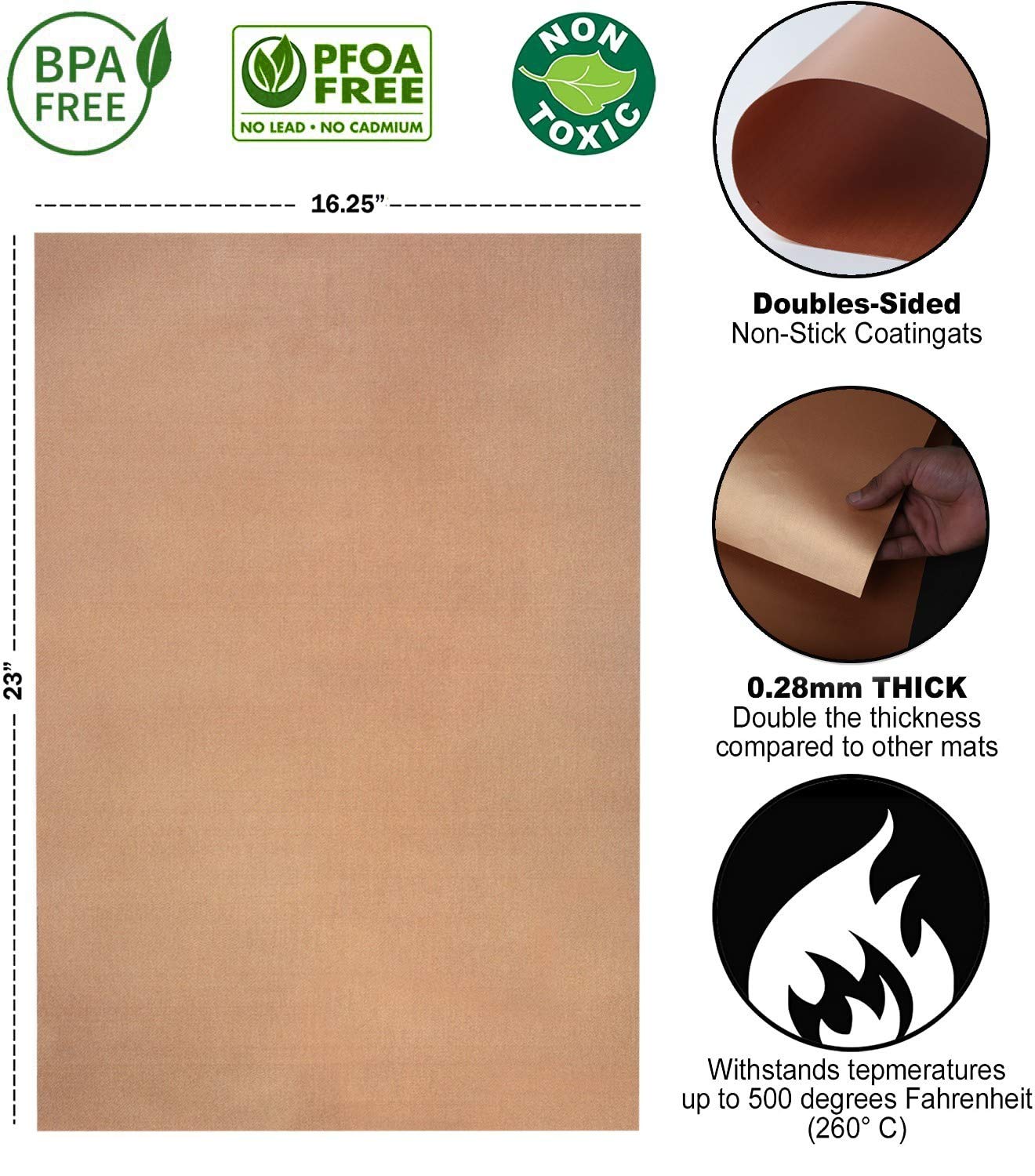 Oven Liners for Bottom of Oven - Non Stick Reusable Oven Liner 4 Pack – Heavy Duty Oven Liners, Oven Mat for Bottom of Oven for Electric & Gas Ovens – Heat Resistant up to 500°F
