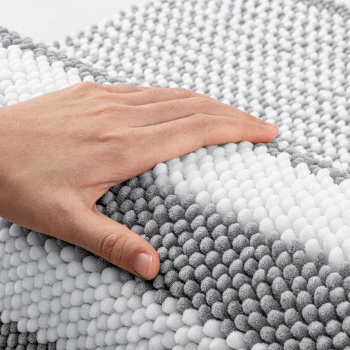 BSICPRO Bath Rugs - Extra Soft Shaggy Chenille | Non-Slip, Quick Dry, Machine Washable | 30x20 Inch, Light Grey