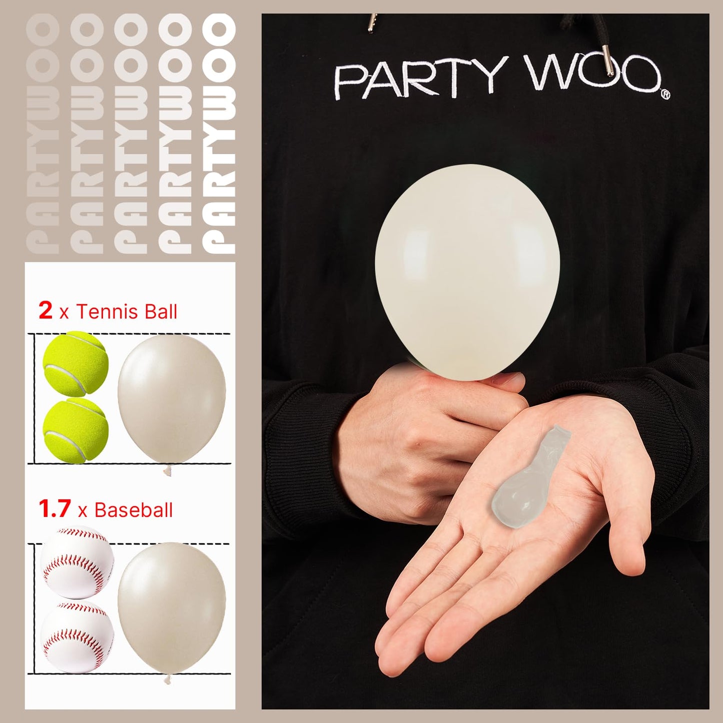 PartyWoo White Sand Balloons 50 pcs 5 Inch Small Mini Beige Cream Ivory Latex Small Mini Balloons for Wedding Bridal Graduation Baby Shower Gender Reveal Safari Birthday Party Decorations White-F12