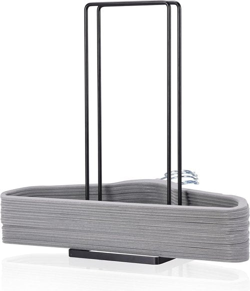 EASTTOWEST Hanger Organizer - Durable Black Carbon Steel Stacker for 110 Wire Hangers | Closet & Laundry Room Storage