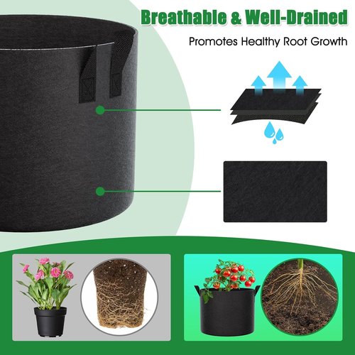 Feed Garden 10 Gallon Grow Bags - 4 Pack Thickened Fabric Plant Pots with Reinforced Handles | Breathable Drainage for Vegetables & Herbs