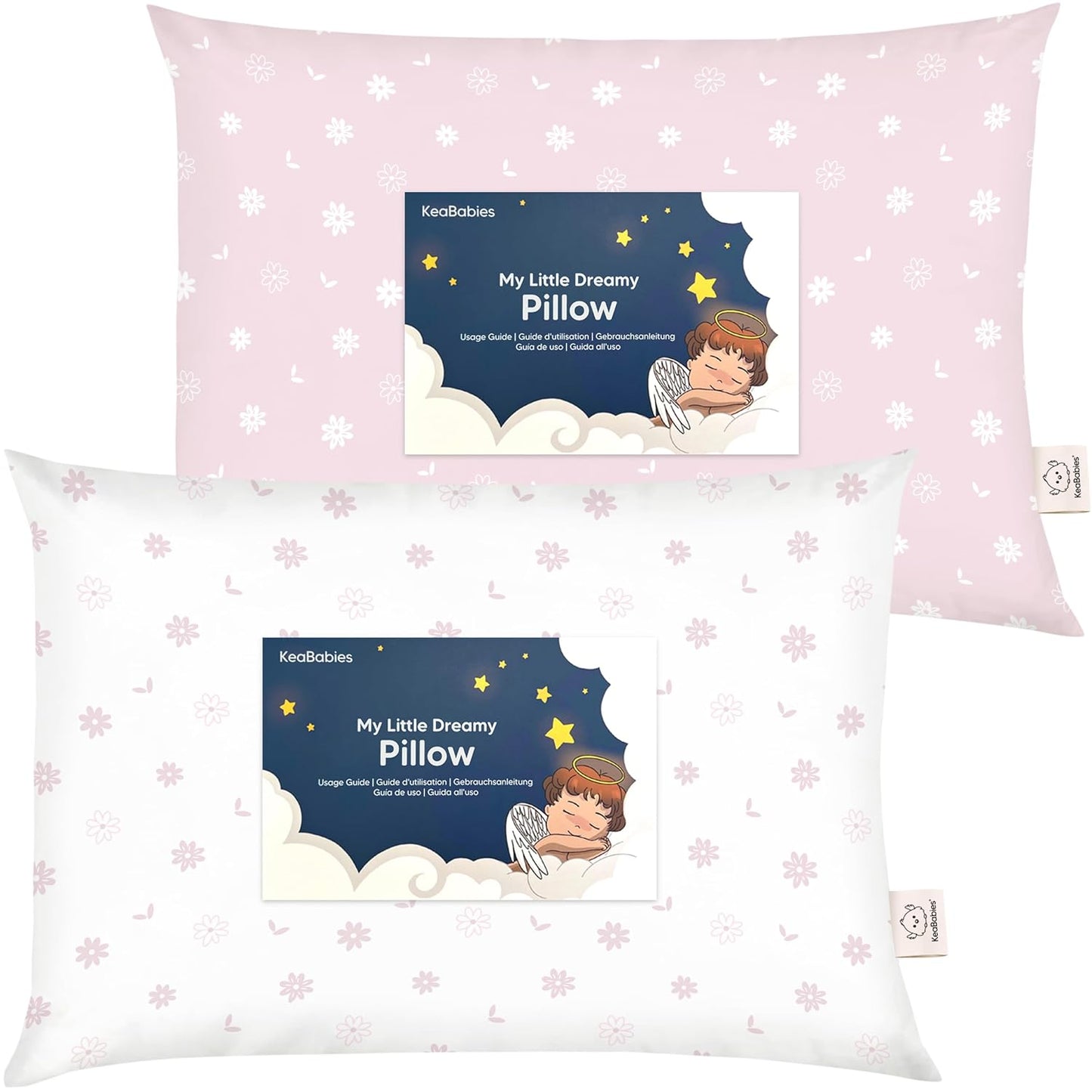 KeaBabies Toddler Pillows - Soft Organic Cotton 2-Pack for Ages 2-5 | Ideal for Sleeping, Travel & Daycare