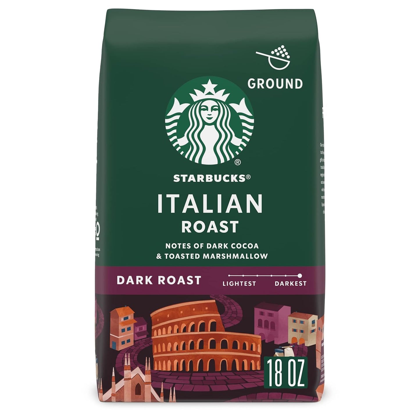 Starbucks Ground Coffee - Dark Roast Italian Blend | 100% Arabica, 18 oz Bag