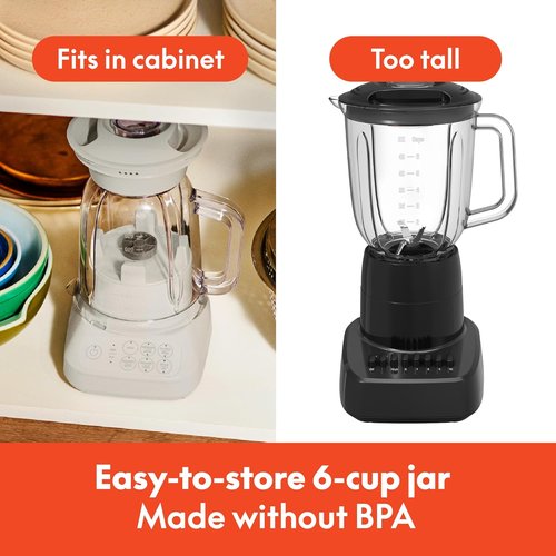 Bella 10-Speed Countertop Blender - Slim Flip & Store Design, 48oz Dishwasher Safe Pitcher, 450W