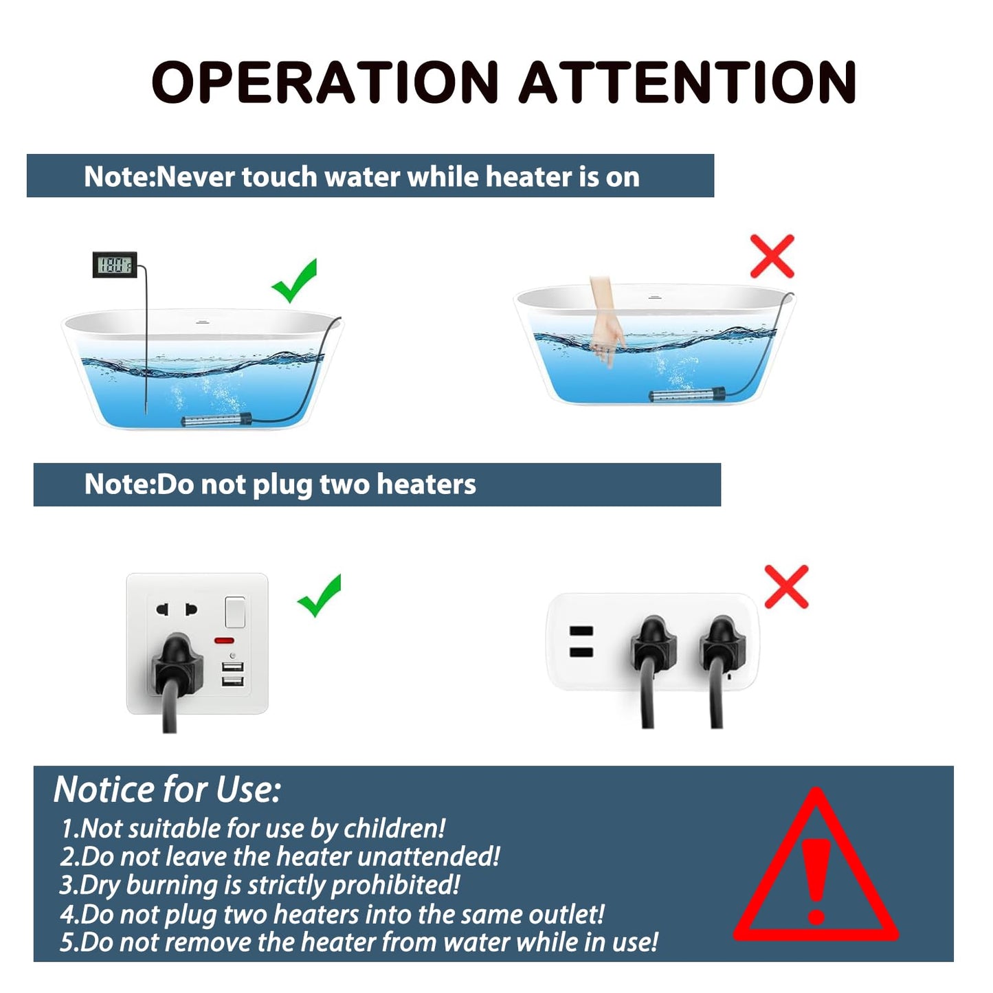 2000W Immersion Heater, Portable Electric Water Heater Fast Heating for Buckets Bathtubs, Submersible Water Heater with LCD Thermometer 304 SS Guard, 5 Gallons of Water in Minutes