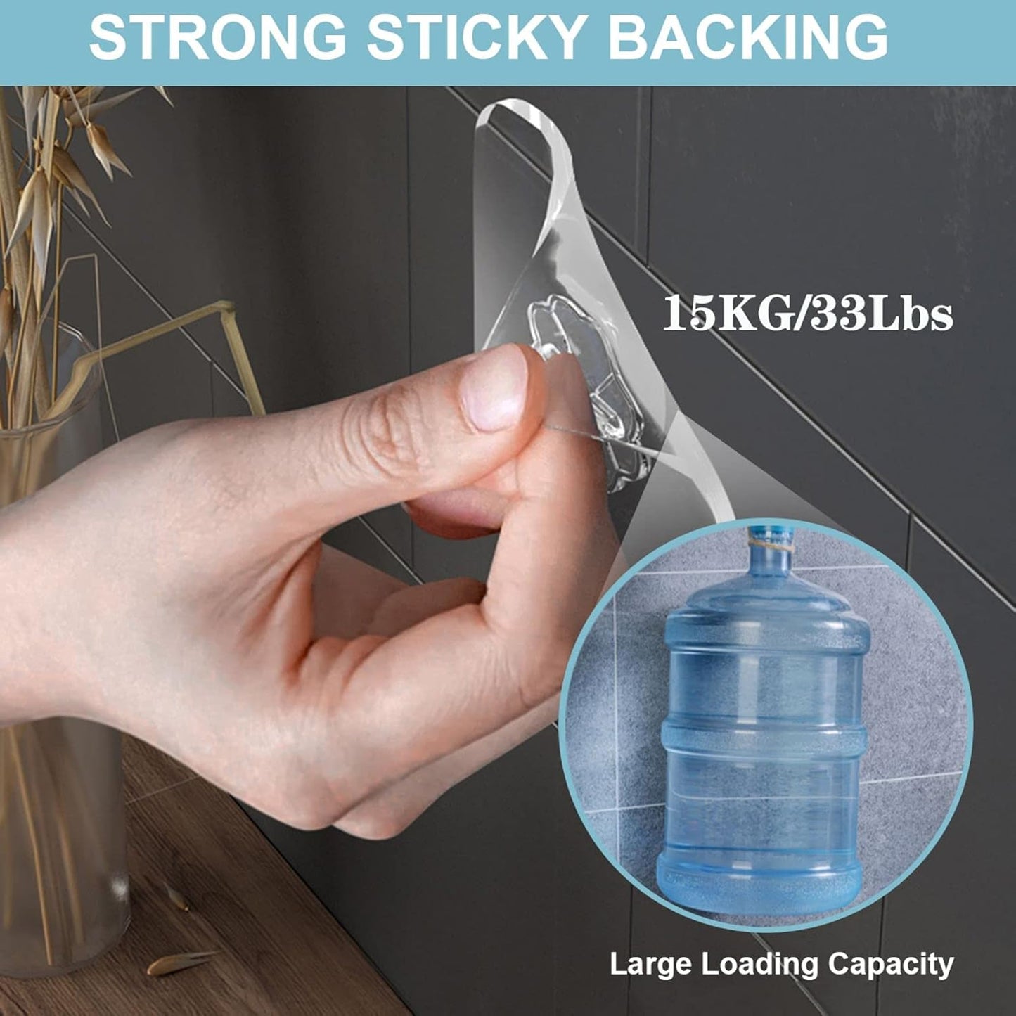 Skiennix Wall Hooks - Heavy Duty Adhesive, 33 lbs Max, Waterproof & Oilproof, 10 Pack