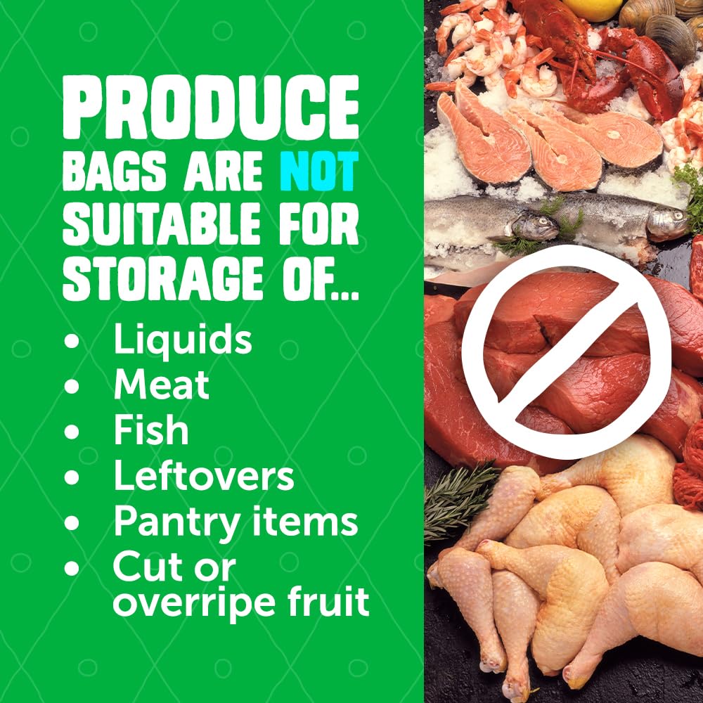 Ziploc Food Storage Produce Bags, Seal Top to Keep and Control Moisture, 15 Bags Total