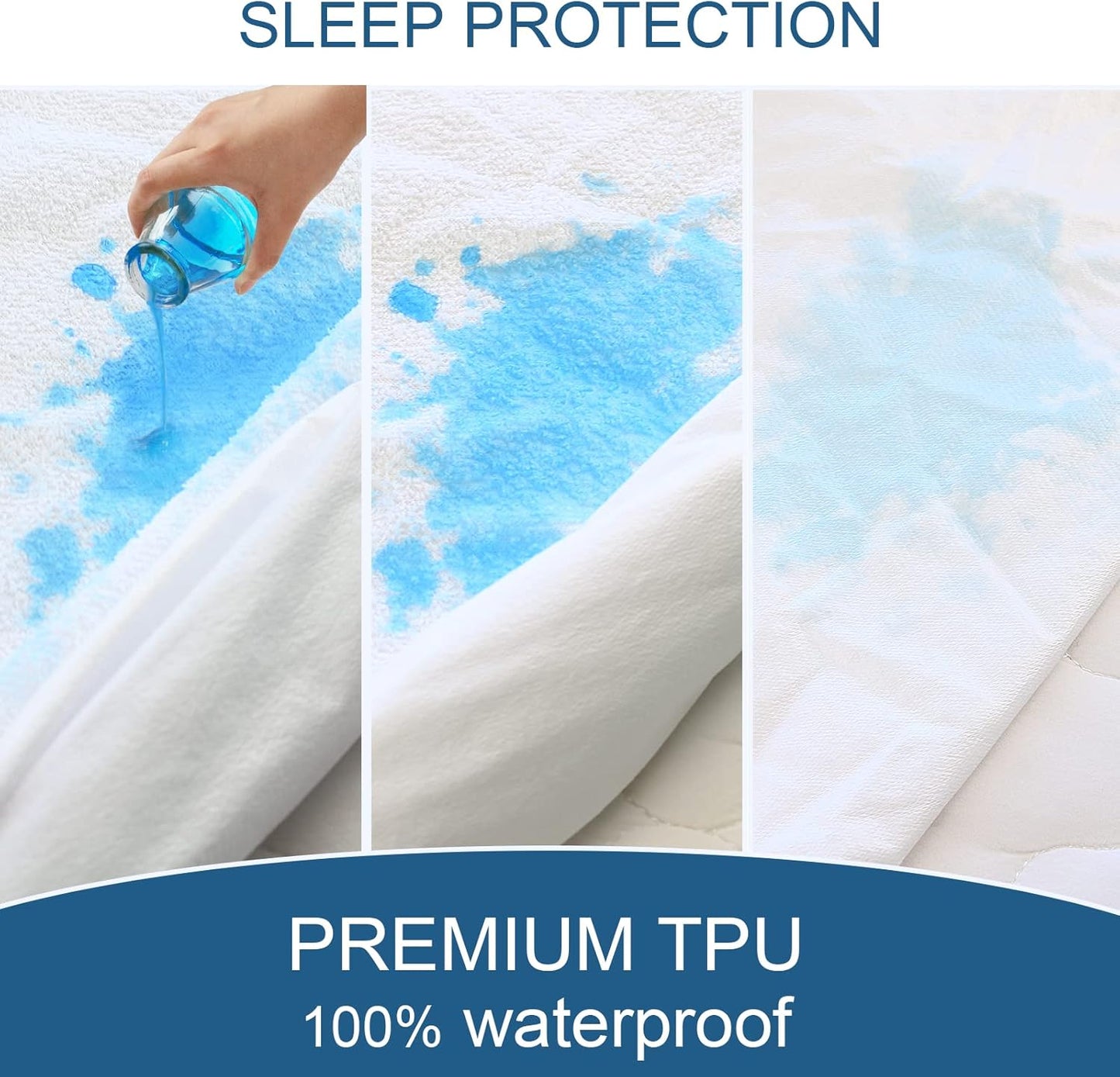 Skiennix California King Mattress Protector - 100% Waterproof, Noiseless & Soft Terry Surface, Fits Up to 18'' Depth