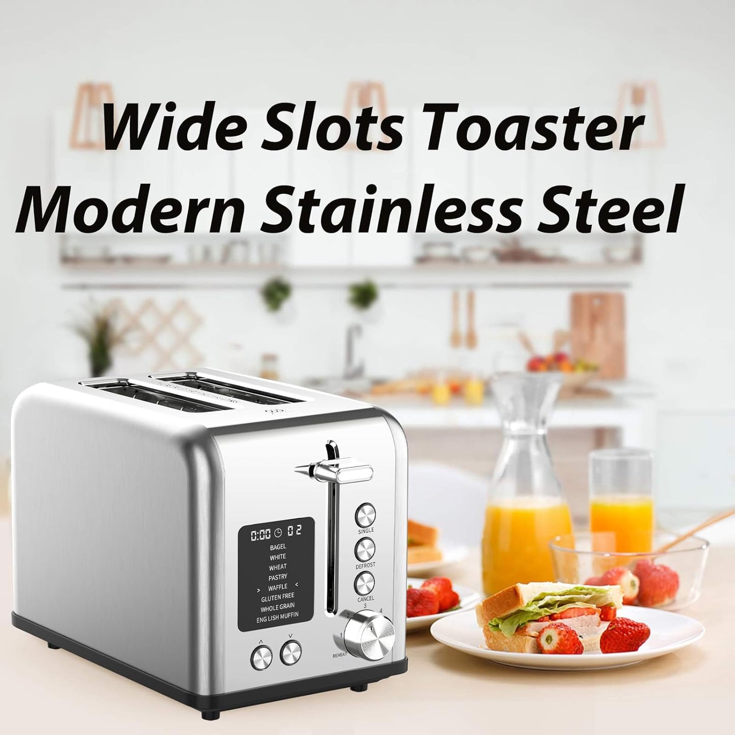 Skiennix 2-Slice Bagel Toaster - Stainless Steel with LED Timer & 6 Browning Levels | 825W Power