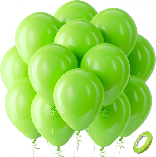 Bezente Lime Green Latex Balloons - 100 Pack 12-Inch Round Helium Balloons for Parties & Events