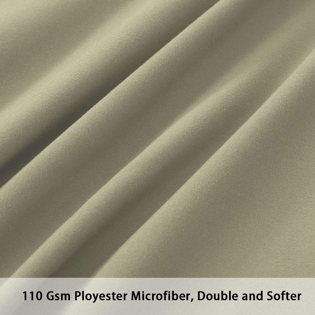 PiccoCasa Zippered Pillowcases - Soft 100% Brushed Microfiber Polyester | Set of 2 Standard (20"x26") Khaki