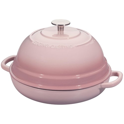 EDGING CASTING Enameled Cast Iron Dutch Oven Pot with Lid, Round Bread Oven for Homemade Sourdough Bread Baking, 6 Quart, Pink