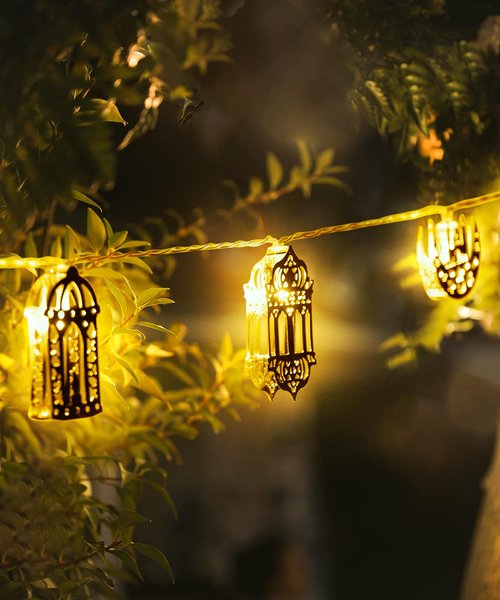 Fussion Ramadan String Lights Decorations 10.3 Feet, 20 LED Battery Operated Eid LED Moon and Star Light, Ramadan Mubarak Lantern for Bedroom, Indoor, Tree, Home Decor