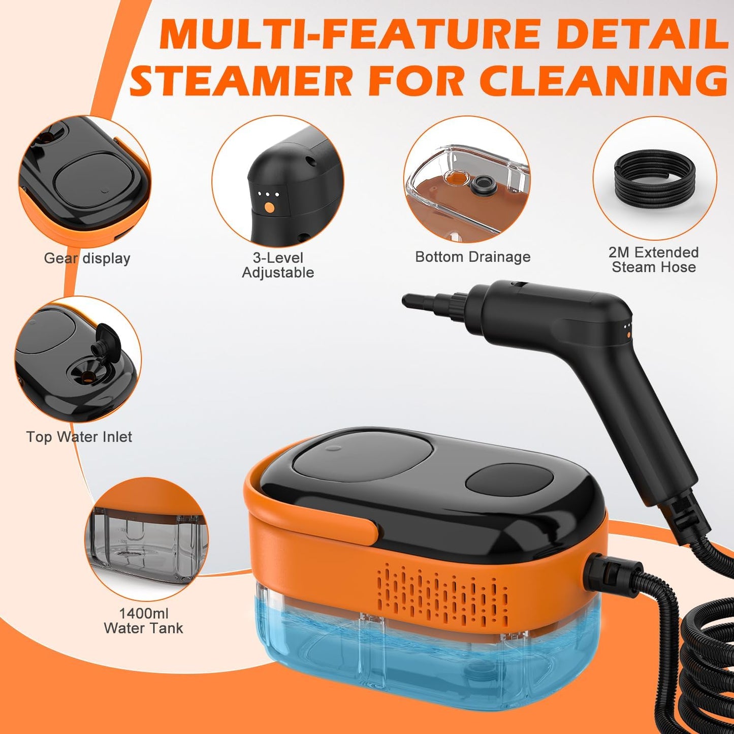 Skiennix Steam Cleaner - Portable Handheld Steamer with 15s Heat-Up & 16 Accessories | Ideal for Home & Car Cleaning
