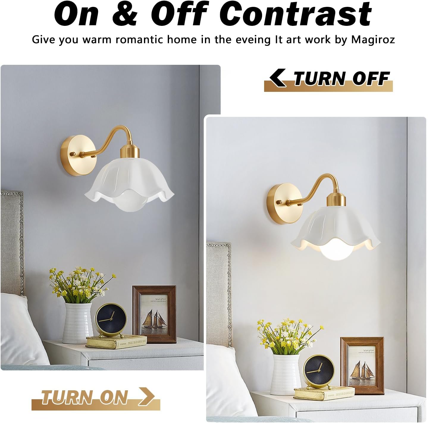 Gold Wall Sconce 1-Light Modern Wall Lighting Fixture Farmhouse Vanity Sconces Lights with Milk White Glass Shade Indoor Wall Sconce Lamp Wall Mount Light Fixture for Bedroom MWL02-1A
