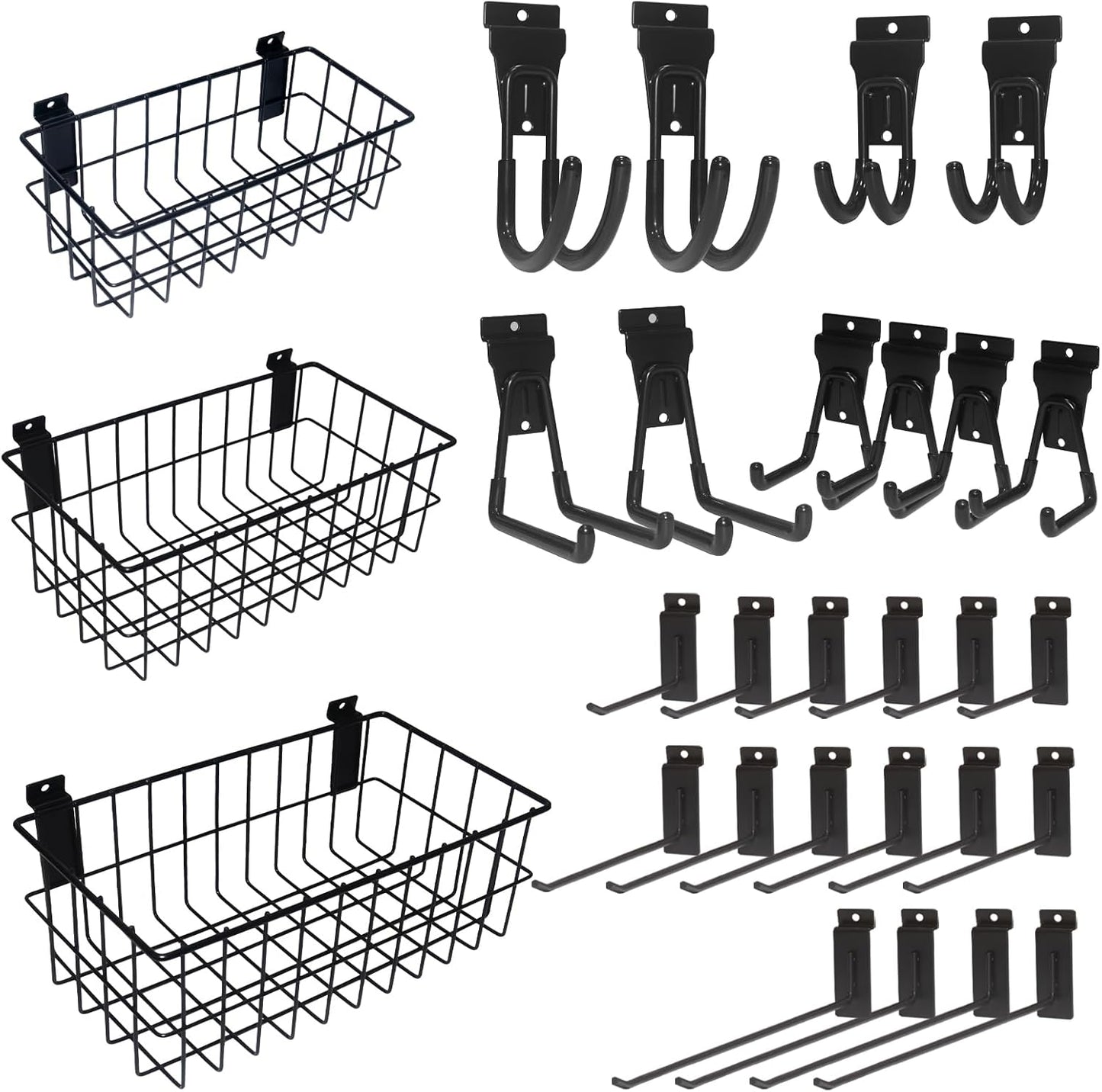 NeatiEase 29 PCS Slatwall Accessories Kit - Versatile Storage Solutions with Baskets & Heavy-Duty Hooks