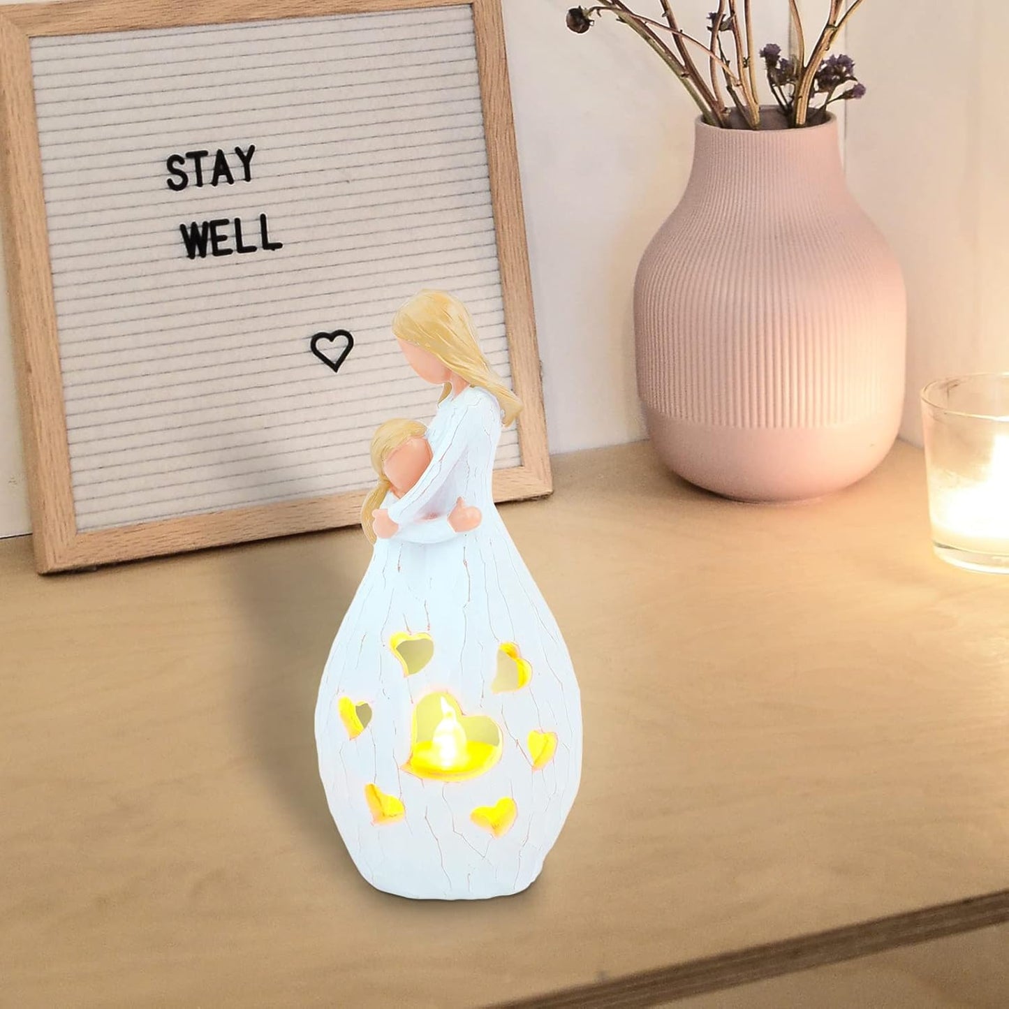 Skiennix Candle Holder Statue - Flickering LED Light for Mom | Perfect Gift for Birthdays & Special Occasions
