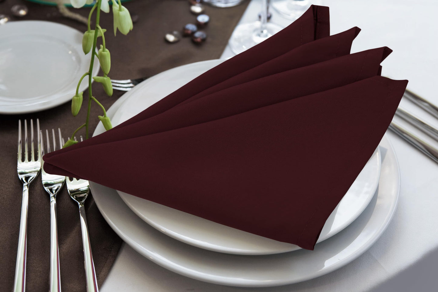 Utopia Home Burgundy Cloth Napkins (12 Pack, 17x17 Inches), Ideal Dinner Napkins for Party, Wedding and Lunch/Dinner