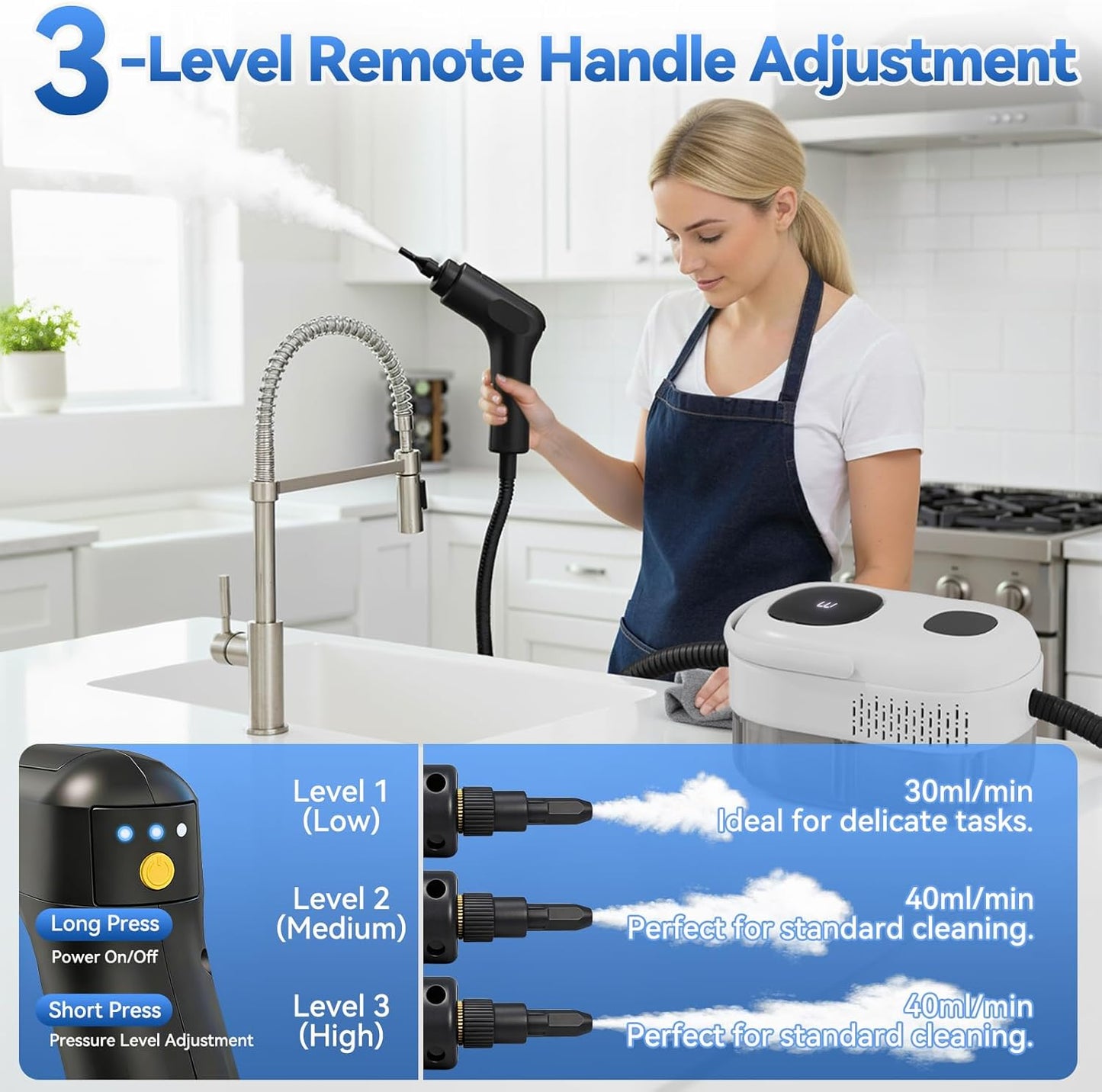 Skiennix Steam Cleaner - 2500W High-Pressure Steamer with 1.4L Tank & 14 Accessories | Fast Heat-Up in 15s