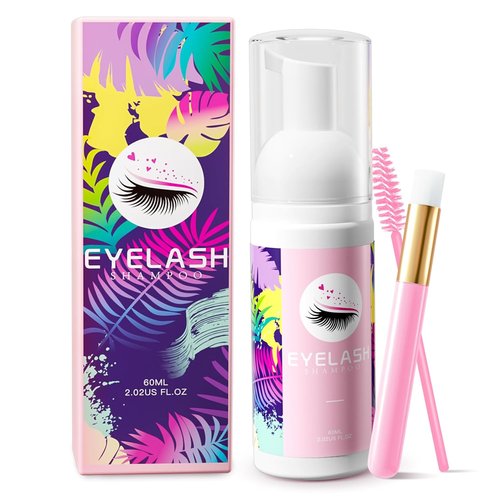 Buqikma Eyelash Shampoo - Gentle Cleanser Kit with Wash Brushes | 60ml for Salon & Home Care