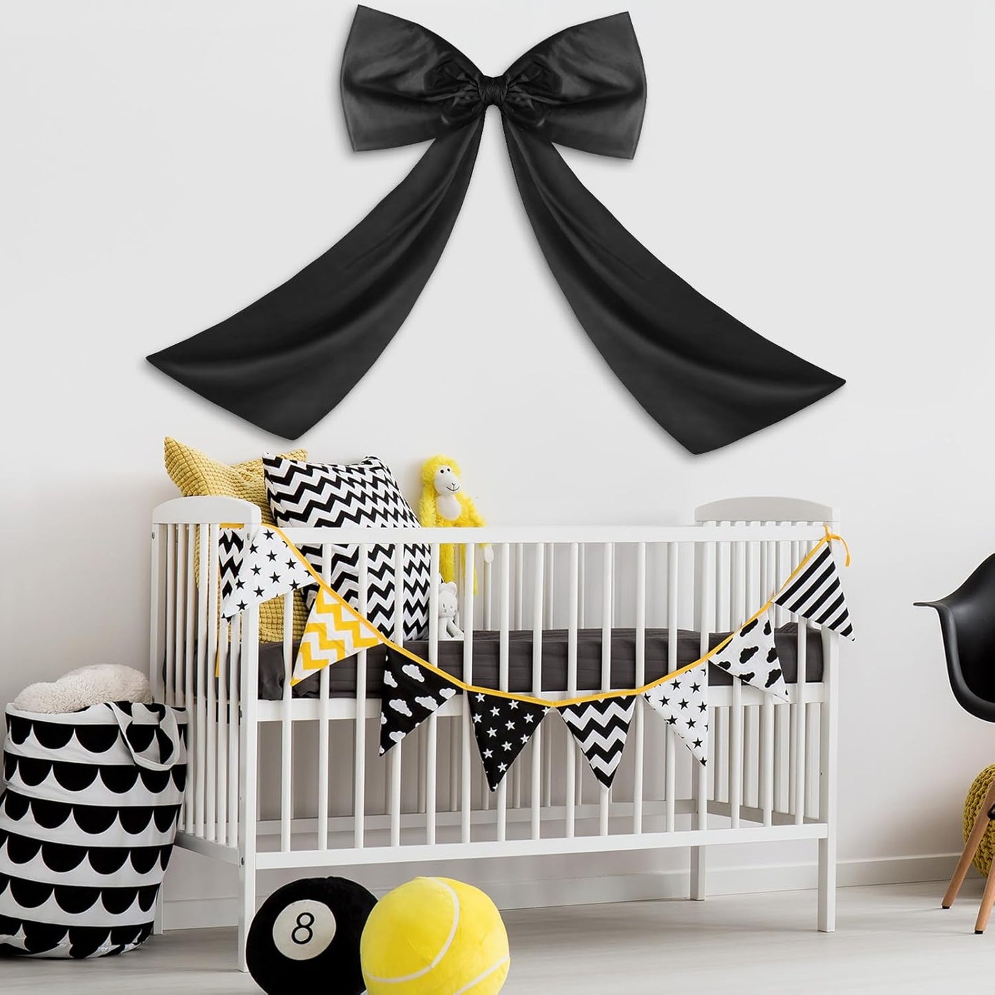 Wavwavw Large Black Bow Decor - Giant Satin Ribbon Tie for Birthday & Wedding | 24 x 36 Inches