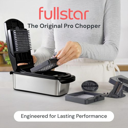 Fullstar Pro Chopper - 4-in-1 Vegetable Chopper & Spiralizer with Container | Stainless Steel Kitchen Gadget