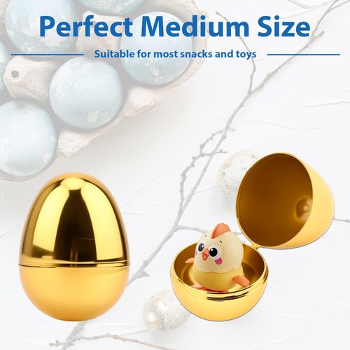 15 Pcs Fillable Golden Eggs Easter Plastic Empty Large DIY Crafts Hunt Games Party Favor Stuff