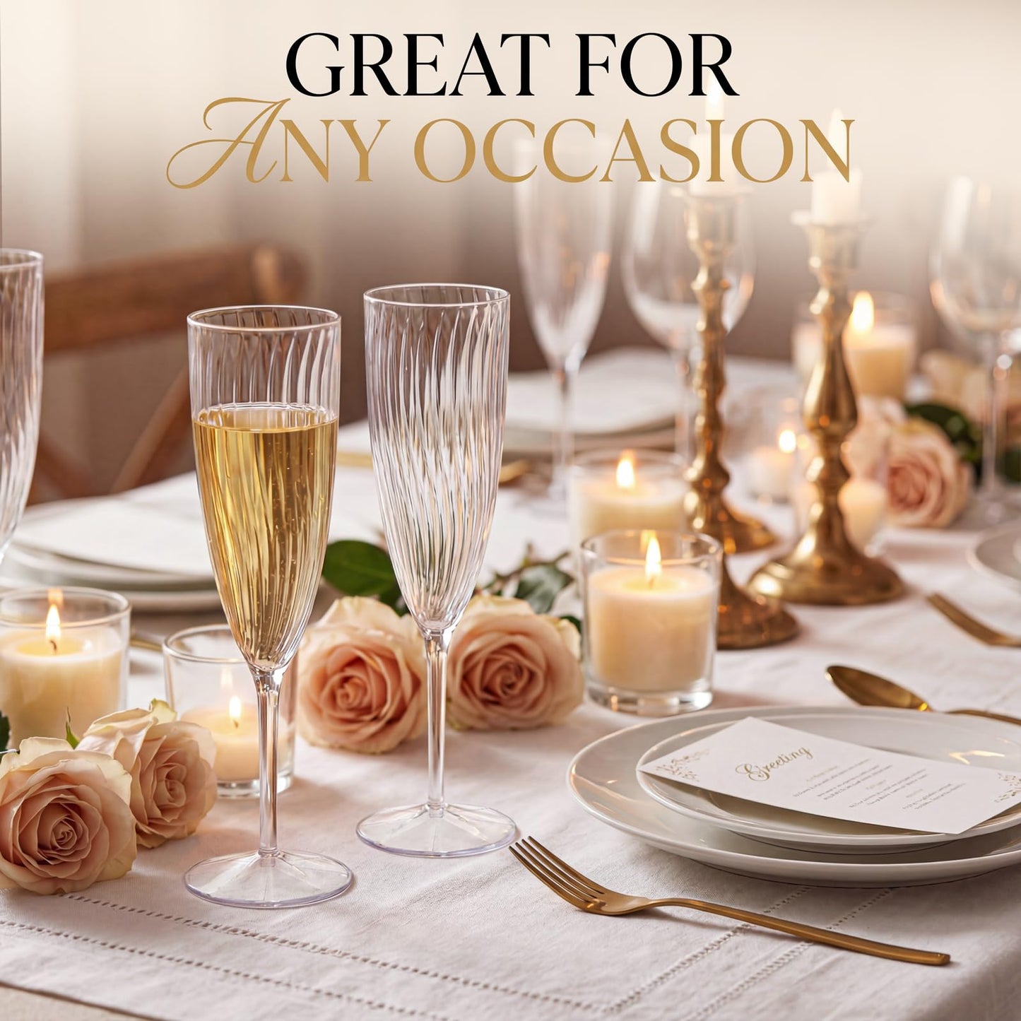 WDF 36PCS Clear Champagne Flutes Plastic - 6 OZ Clear Disposable Champagne Flutes Party Supplies for Wedding/Birthday/Parties/Graduation