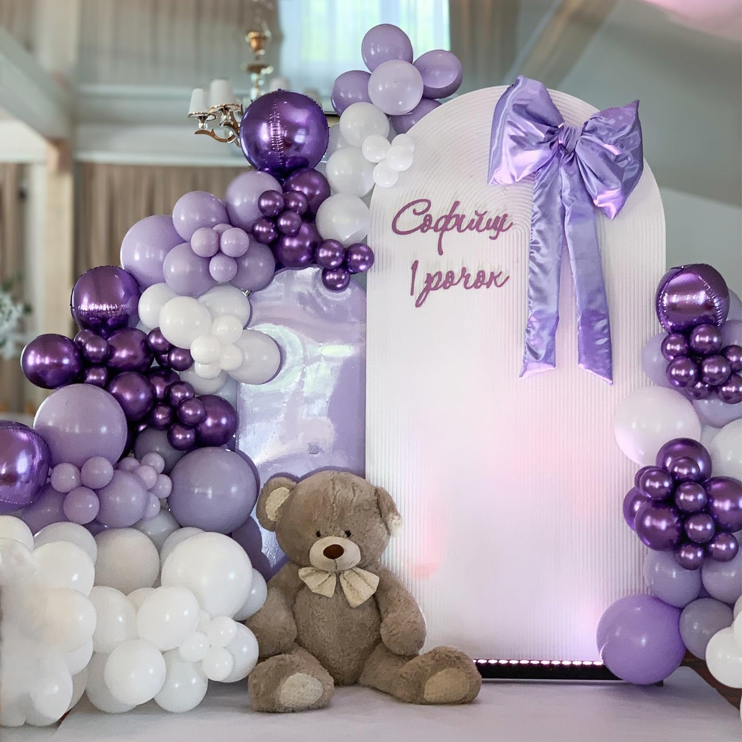 Purple Balloons, 55 PCS 12 Inch Lavender purple White Balloons, Metallic Purple Confetti Balloon Pearl Purple Balloon for Girl Women Baby Shower Birthday Wedding Anniversary Party Decorations